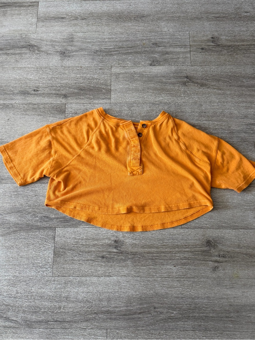 BDG Cropped Henley Top in orange